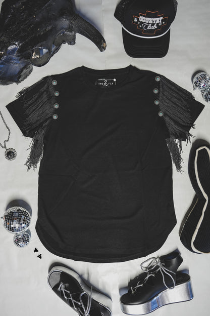 GET FRINGEY WITH IT TEE *MIDNIGHT